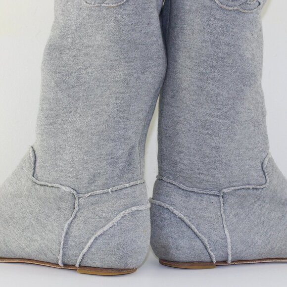 Chanel Grey Cotton Casual Flat Boots (EU 40 / 9.5 US) - Picture 8 of 15